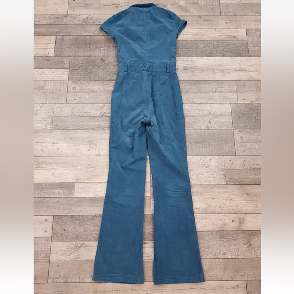 Urban Outfitters Rue Corduroy Jumpsuit XS UK 6 Blue Zip Up Boilersuit BNWT - Picture 2 of 13